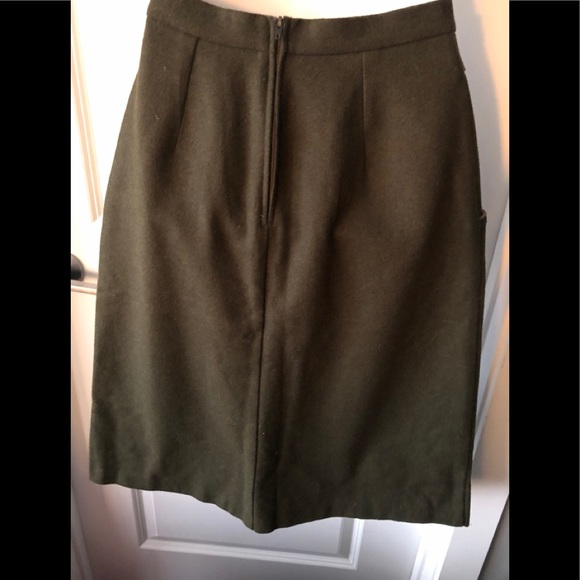 Olive green wool Chorus Girl circa 60s skirt sz XS - Picture 2 of 2